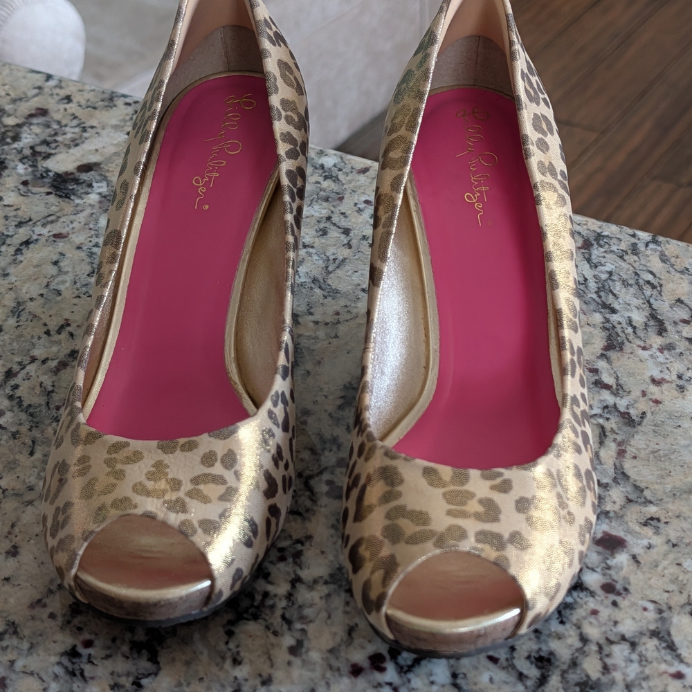 Lilly Pulitzer Leopard Print Resort Chic Wedge Sandal Sz 8.5 - Picture 2 of 14